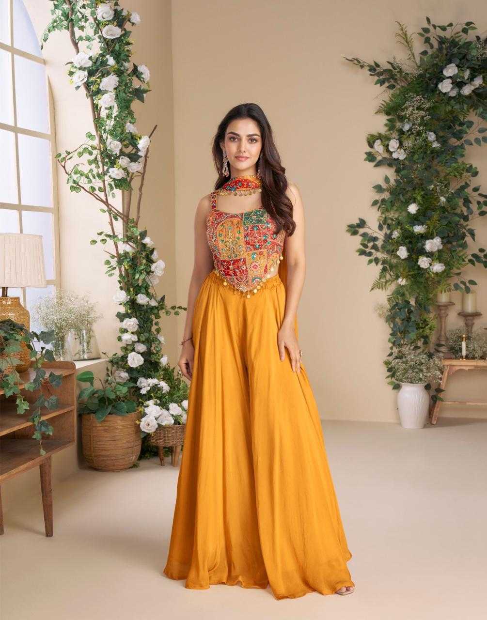 Chinon Silk  Embroidered Lehenga
